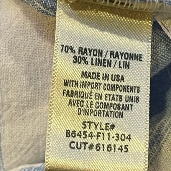 🚨 New Bella Dahl Belted Linen Blend Shirt Dress in Marina Blue Stripe Size M - Picture 6 of 7